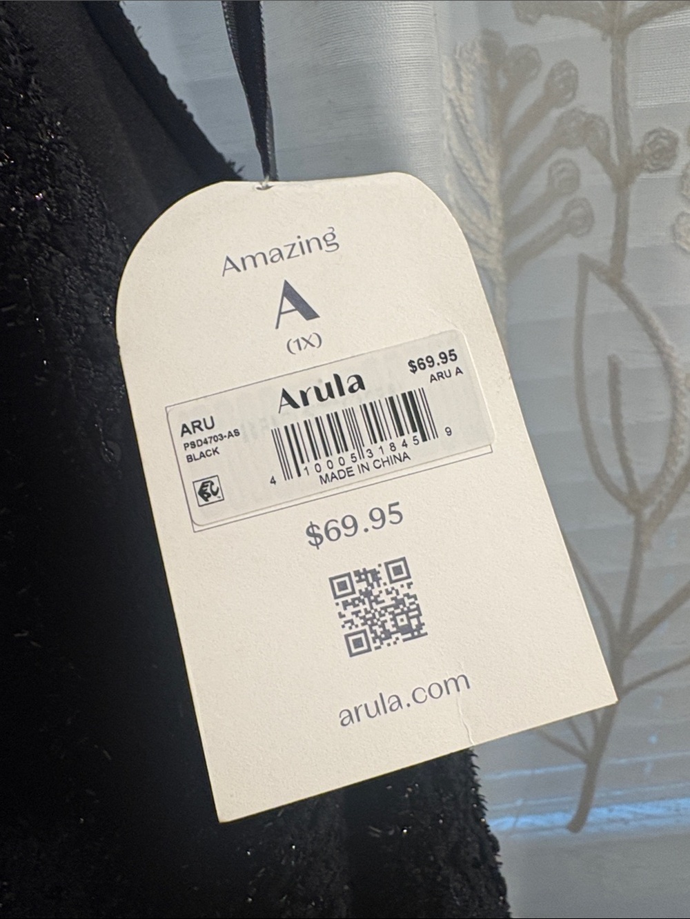 ARULA Black Mini Dress with Textured Sequin Fabric - Picture 2 of 3
